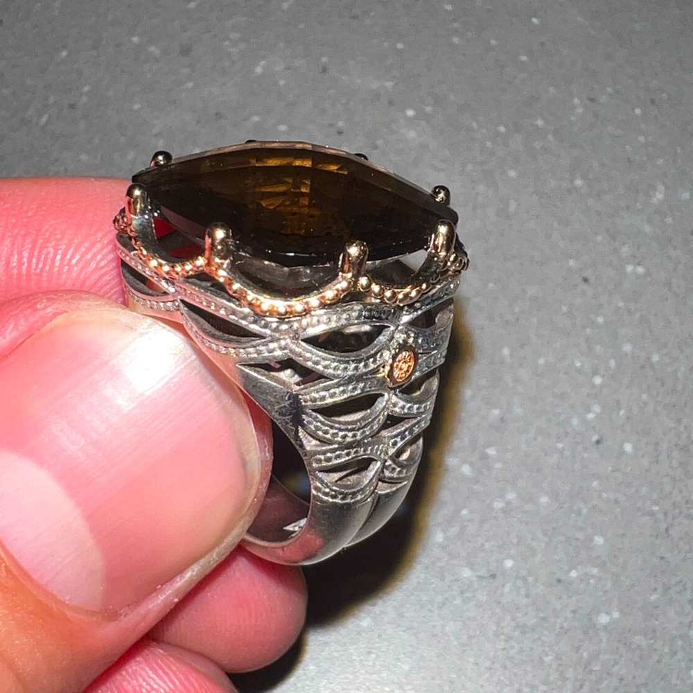 TACORI .925 STERLING SILVER & 18K ROSE GOLD RING